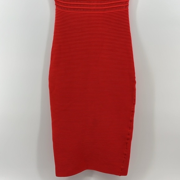 Ronny Kobo Women's Esha Coral Pointelle Knit Dress Orange Vermillion Size Medium - Picture 6 of 15